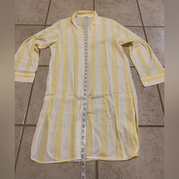 Vintage Jessica Just Because Yellow & White Stripe Cotton Sleep Shirt Dress S/M - Picture 6 of 6